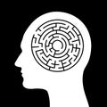 Human disorientation in the mental labyrinth - psychological state of being disoriented, aimless and directionless man. Royalty Free Stock Photo