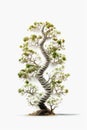 Human DNA helix with tree green leaves. Eco concept for medical, research and lab