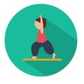 Human doing yoga. Warrior pose. Vector icon