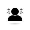 Human ear anatomy and auditory icon. Hearing test icon with shadow Royalty Free Stock Photo