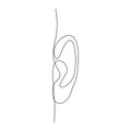 Human ear continuous line drawing. World deaf day simple one single line sketch. Minimalist hand drawing banner. Vector Royalty Free Stock Photo