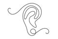 Human ear continuous one line drawing. Royalty Free Stock Photo