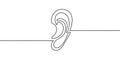 Human ear continuous one line drawing. Royalty Free Stock Photo