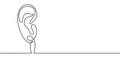 Human ear continuous one line drawing. Royalty Free Stock Photo
