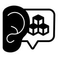 Human ear with gossip bubble solid icon, NFT multiverse concept. Vector graphics. Gossip of token dialogue listening Royalty Free Stock Photo