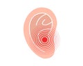 Human ear pain symbol. Ear ache icon. Vector illustration. Human body ache pain dot Royalty Free Stock Photo