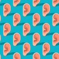 Human Ear pattern seamless. Ears background Royalty Free Stock Photo