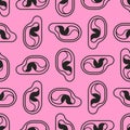 Human Ear pattern seamless. Ears background Royalty Free Stock Photo