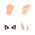 Human ears elf ears cat ear mask vector illustration