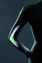 Human elbow joint in x-ray, on gray background Royalty Free Stock Photo