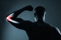 Human elbow joint in x-ray, on gray background Royalty Free Stock Photo