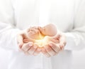 Human embryo in hands Royalty Free Stock Photo