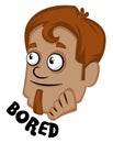 Human emoji feeling bored, illustration, vector