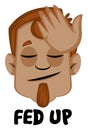 Human emoji feeling fed up, illustration, vector