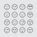 Human emotion icons long shadow set