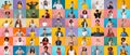 Human Emotions Concept. Portraits Of Diverse Happy People Posing Over Colorful Backgrounds Royalty Free Stock Photo