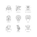 Human emotions pixel perfect linear icons set