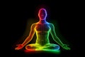 Human energy body, aura, chakra in meditation. Neural network AI generated Royalty Free Stock Photo