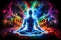 Human energy body, aura, chakra in meditation. Neural network AI generated Royalty Free Stock Photo