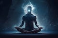 Human energy body, aura, chakra in meditation. Neural network AI generated Royalty Free Stock Photo