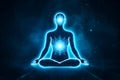 Human energy body, aura, chakra in meditation. Neural network AI generated Royalty Free Stock Photo