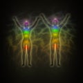 Human energy body, aura, chakras, energy, silhouet Royalty Free Stock Photo