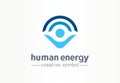 Human energy creative symbol medical concept. Harmony lifestyle abstract business healthcare logo. Person protection