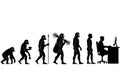 Human evolution from ape to modern man using computer isolated on white background Royalty Free Stock Photo