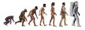 Human evolution, from apes to the space, 3d illustration