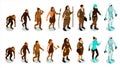 Human Evolution Isometric Icons