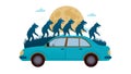 Human Evolution Journey on a Car, Progress of Transportation, vector design Generative AI Royalty Free Stock Photo