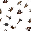 human evolution man caveman vector seamless pattern