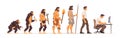 Human evolution from monkey to businessman and computer user concept.