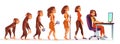 Human evolution from monkey to woman freelancer Royalty Free Stock Photo