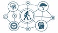 Human evolution network, human progress, evolutionary stages and anthropology study vector design Generative AI