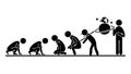 Human Evolution Progress Icon, Anthropological Study Vector Illustration, vector design Generative AI Royalty Free Stock Photo