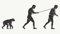 Human evolution: pulling rope through stages. vector design Generative AI Royalty Free Stock Photo