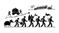 Human Evolution Silhouette Timeline Art, vector design Generative AI Royalty Free Stock Photo