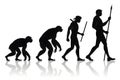 Human Evolution Silhouette with Tools on White Background Royalty Free Stock Photo