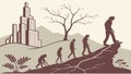 Human Evolution and Societal Progress Journey, vector design Generative AI Royalty Free Stock Photo