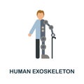 Human Exoskeleton flat icon. Colored sign from futurictic technology collection. Creative Human Exoskeleton icon