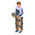 Human exoskeleton icon isometric vector. Robot suit