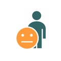 Human with expressionless emotions colored icon. Emotionless person, indifferent face symbol