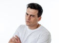 Human expressions and emotions. Young attractive man with an angry face, looking furious and crazy Royalty Free Stock Photo