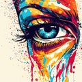 Human eye abstract colorful background with oil paint splashes Royalty Free Stock Photo