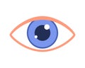 Human eye with black pupil and blue iris, vision abstract symbol