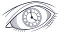 Human Eye with a Clock Inside as a Symbol of Time, vector design Generative AI Royalty Free Stock Photo