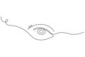 . Human eye continuous one line drawing on white background Royalty Free Stock Photo