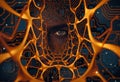 Human Eye in Cybernetic Matrix Royalty Free Stock Photo