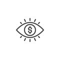 Human eye with dollar outline icon